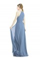 Long Sleeveless Soft Chiffon Dusty Blue Halter Neck A-Line Semi Formal Evening Dress / Bridesmaid Dress Edmonton