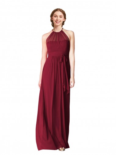 Long Sleeveless Chiffon Burgundy A-Line Evening Gowns / Bridesmaid Dresses Edmonton
