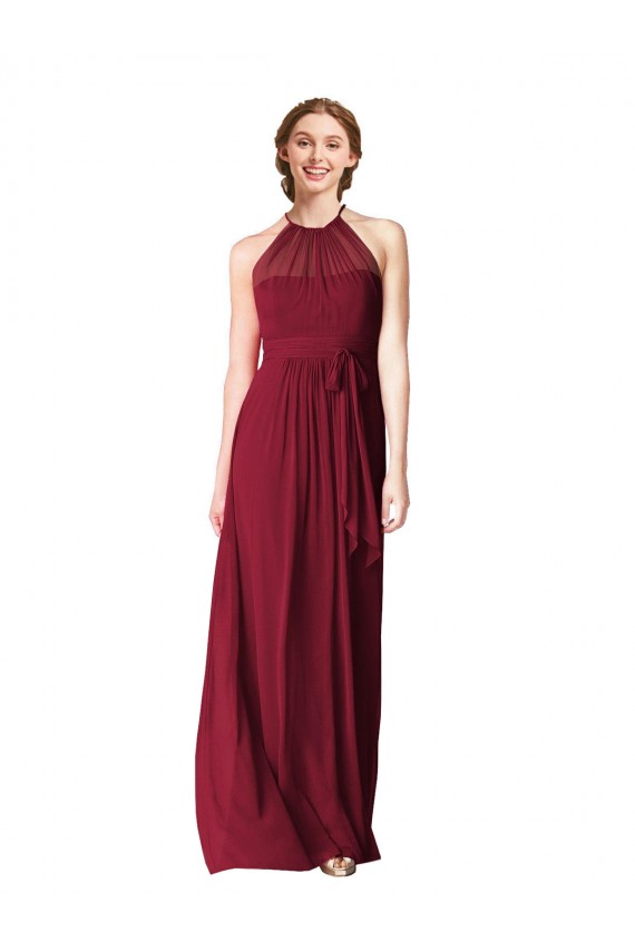 Long Sleeveless Chiffon Burgundy A-Line Evening Gowns / Bridesmaid Dresses Edmonton