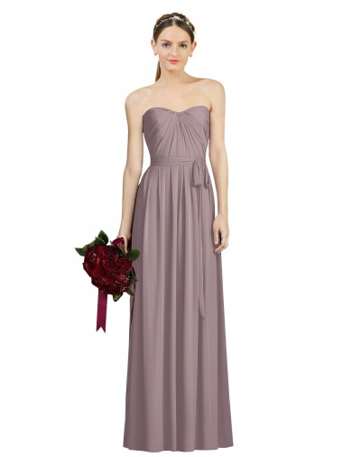 Long Sleeveless Soft Chiffon Dusty Rose A-Line Bridesmaid Dress Edmonton