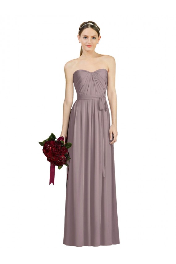 Long Sleeveless Soft Chiffon Dusty Rose A-Line Bridesmaid Dress Edmonton