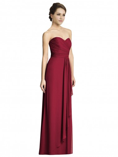 Long Sleeveless Soft Chiffon Burgundy A-Line Formal Dress / Bridesmaid Dress Edmonton