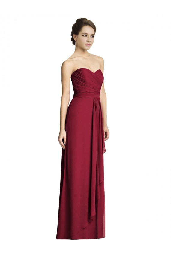 Long Sleeveless Soft Chiffon Burgundy A-Line Formal Dress / Bridesmaid Dress Edmonton