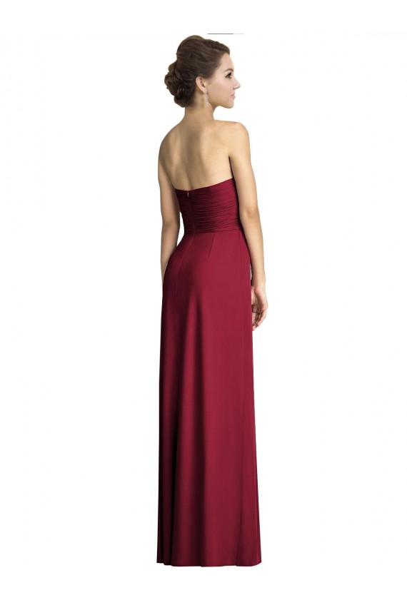 Long Sleeveless Soft Chiffon Burgundy A-Line Formal Dress / Bridesmaid Dress Edmonton