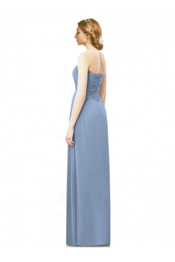 Long Sleeveless Chiffon Dusty Blue A-Line Formal Dresses / Bridesmaid Dresses Edmonton