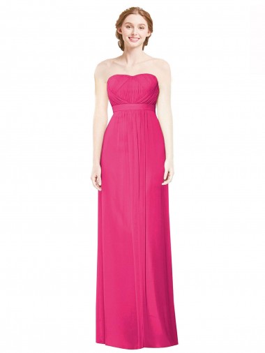 Long Sleeveless Soft Chiffon Azalea Strapless A-Line Bridesmaid Dress Edmonton