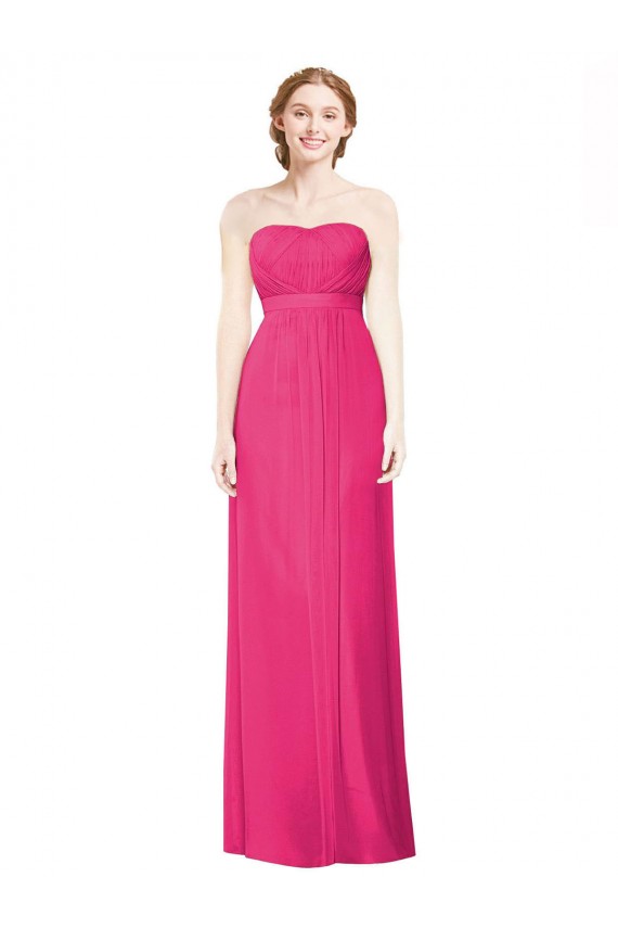 Long Sleeveless Soft Chiffon Azalea Strapless A-Line Bridesmaid Dress Edmonton