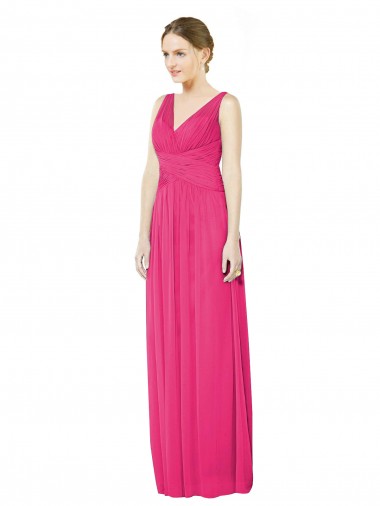 Long Sleeveless Soft Chiffon Azalea A-Line Bridesmaid Dress Edmonton