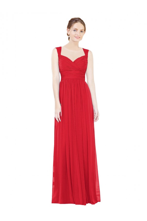 Long Sleeveless Chiffon Red A-Line Bridesmaid Dress / Evening Dress Edmonton