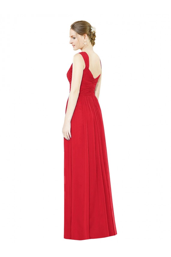 Long Sleeveless Chiffon Red A-Line Bridesmaid Dress / Evening Dress Edmonton