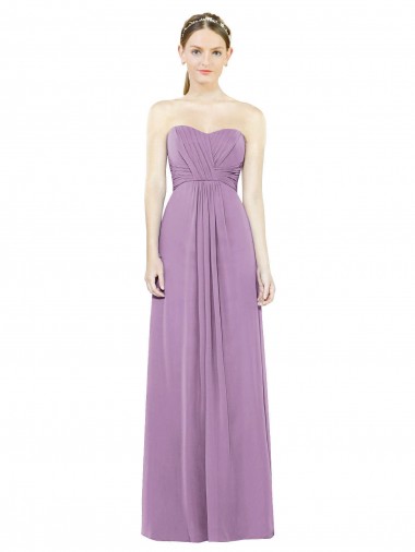 Long Sleeveless Soft Chiffon Dark Lavender Sweetheart A-Line Bridesmaid Dress Edmonton