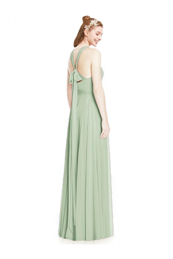 Long Sleeveless Chiffon Sage A-Line Bridesmaid Dress / Evening Dress Edmonton