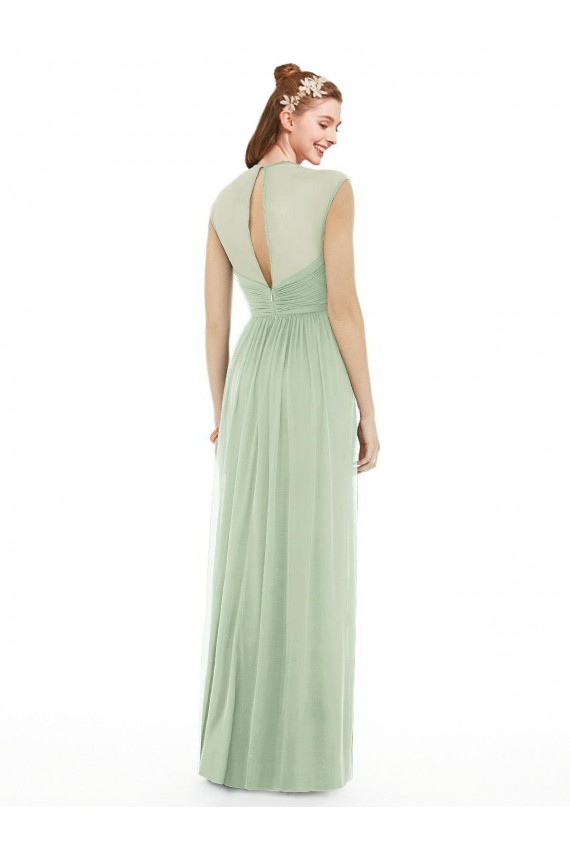 Long Cap Sleeves Soft Chiffon Sage A-Line Formal Dress / Bridesmaid Dress Edmonton