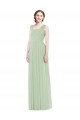 Long Sleeveless Soft Chiffon Sage A-Line Bridal Party Dress Edmonton
