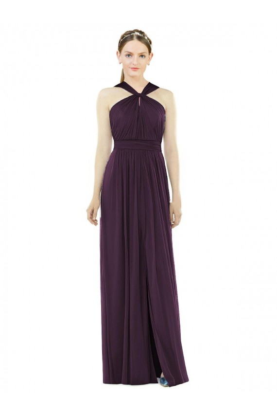 Long Sleeveless Soft Chiffon Grape A-Line Semi Formal Evening Dress / Bridesmaid Dress Edmonton
