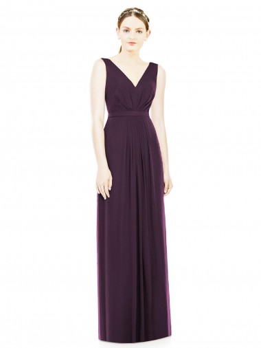 Long Sleeveless Chiffon Grape A-Line Bridesmaid Dress / Evening Dress Edmonton