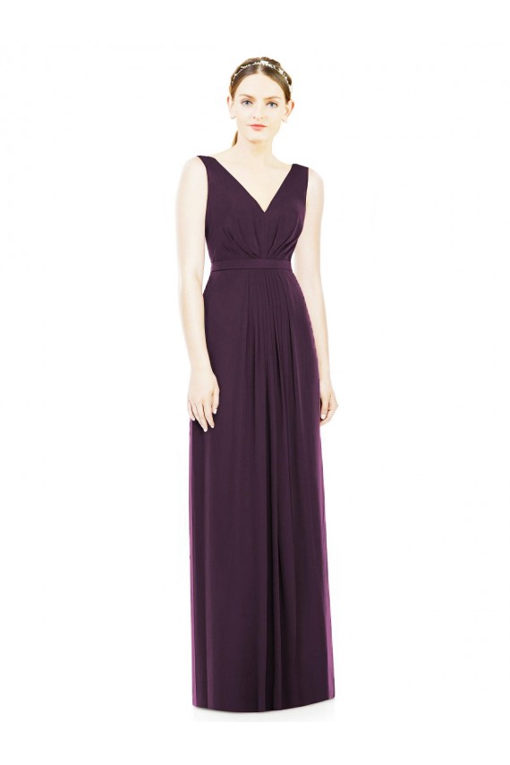 Long Sleeveless Chiffon Grape A-Line Bridesmaid Dress / Evening Dress Edmonton