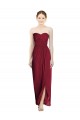 Long Sleeveless Soft Chiffon Burgundy Sweetheart Sheath Bridesmaid Dress Edmonton