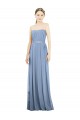 Long Sleeveless Soft Chiffon Dusty Blue Strapless A-Line Bridesmaid Dress Edmonton