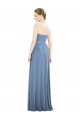 Long Sleeveless Soft Chiffon Dusty Blue Strapless A-Line Bridesmaid Dress Edmonton