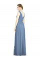 Long Sleeveless Soft Chiffon Dusty Blue A-Line Semi Formal Evening Dress / Bridesmaid Dress Edmonton