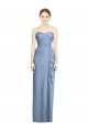 Long Sleeveless Soft Chiffon Dusty Blue Sweetheart Sheath Bridesmaid Dress Edmonton
