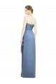 Long Sleeveless Soft Chiffon Dusty Blue Sweetheart Sheath Bridesmaid Dress Edmonton