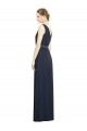 Long Sleeveless Chiffon Dark Navy V-Neck A-Line Bridesmaid Gowns Edmonton