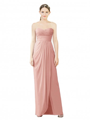 Long Sleeveless Soft Chiffon Bliss Pink A-Line High Low Bridesmaid Dress Edmonton