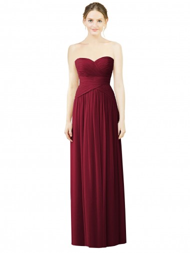 Long Sleeveless Soft Chiffon Burgundy Sweetheart A-Line Evening Dress / Bridesmaid Dress Edmonton
