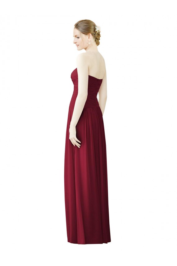 Long Sleeveless Soft Chiffon Burgundy Sweetheart A-Line Evening Dress / Bridesmaid Dress Edmonton