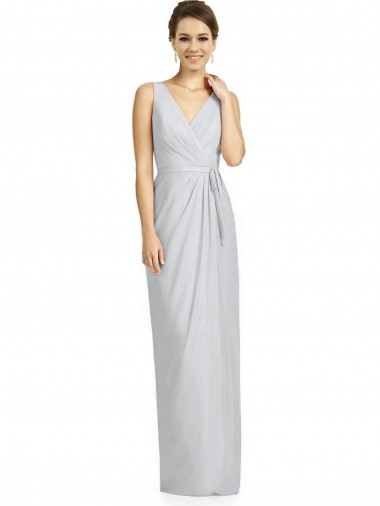 Long Sleeveless Soft Chiffon Frost Sheath Bridesmaid Dress Edmonton