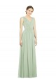 Long Sleeveless Soft Chiffon Sage V-Neck A-Line Bridesmaid Dress Edmonton