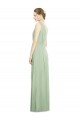 Long Sleeveless Soft Chiffon Sage V-Neck A-Line Bridesmaid Dress Edmonton