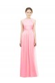 Long Sleeveless Soft Chiffon Salmon A-Line Bridesmaid Dress Edmonton