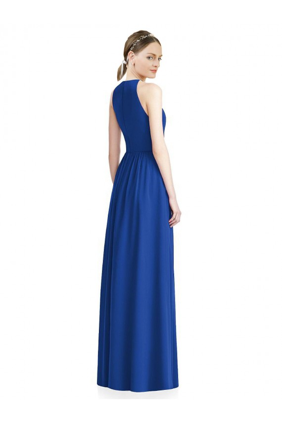 Long Sleeveless Chiffon Silver Halter Neck A-Line Bridesmaid Dress / Evening Dress Edmonton