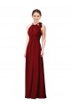 Long Sleeveless Soft Chiffon Burgundy Halter Neck Sheath Bridesmaid Dress Edmonton