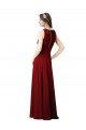 Long Sleeveless Soft Chiffon Burgundy Halter Neck Sheath Bridesmaid Dress Edmonton