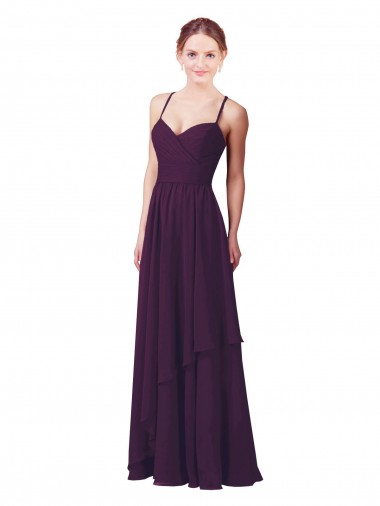 Long Sleeveless Soft Chiffon Grape Sheath Bridesmaid Dress Edmonton