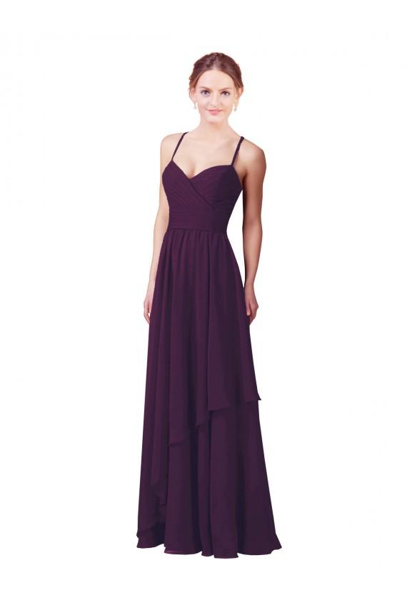 Long Sleeveless Soft Chiffon Grape Sheath Bridesmaid Dress Edmonton