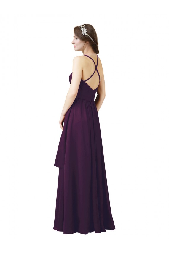 Long Sleeveless Soft Chiffon Grape Sheath Bridesmaid Dress Edmonton