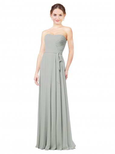 Long Sleeveless Soft Chiffon Silver A-Line Bridesmaid Dresses Edmonton