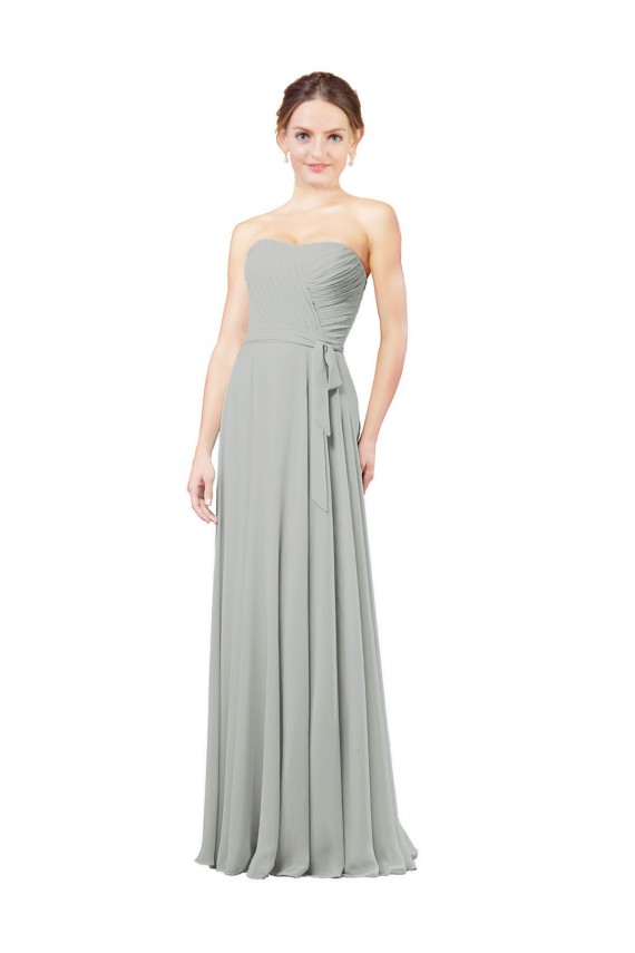 Long Sleeveless Soft Chiffon Silver A-Line Bridesmaid Dresses Edmonton