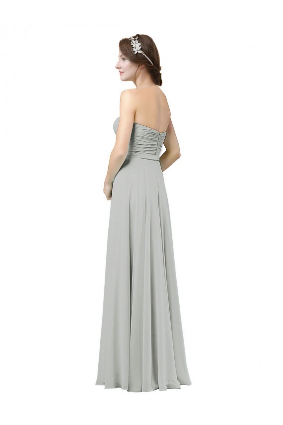 Long Sleeveless Soft Chiffon Silver A-Line Bridesmaid Dresses Edmonton