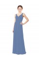 Long Sleeveless Soft Chiffon Windsor Blue Sheath Bridal Party Dress Edmonton