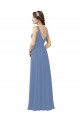 Long Sleeveless Soft Chiffon Windsor Blue Sheath Bridal Party Dress Edmonton
