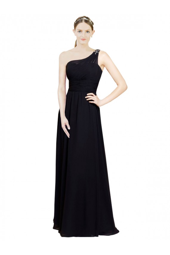 Long Sleeveless Chiffon Black A-Line Bridesmaid Dresses Edmonton