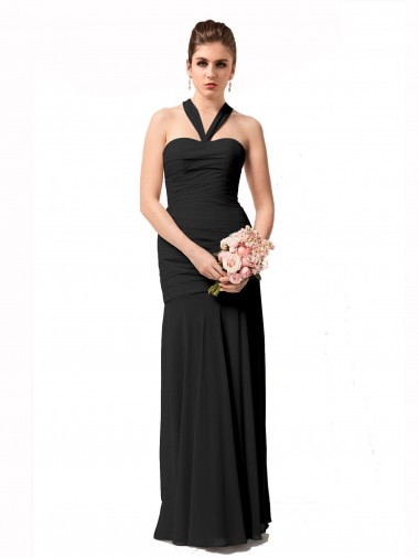 Long Sleeveless Chiffon Black Mermaid Bridesmaid Dress / Evening Dress Edmonton