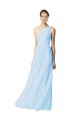 Long Sleeveless Soft Chiffon Light Sky Blue One Shoulder A-Line Bridesmaid Dress Edmonton
