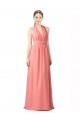 Long Sleeveless Soft Chiffon Watermelon Halter Neck A-Line Bridesmaid Dress Edmonton